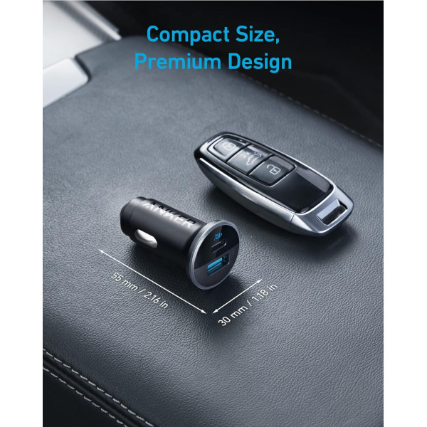 Anker PowerDrive 323 USB-C + USB A Car Charger 52.5W