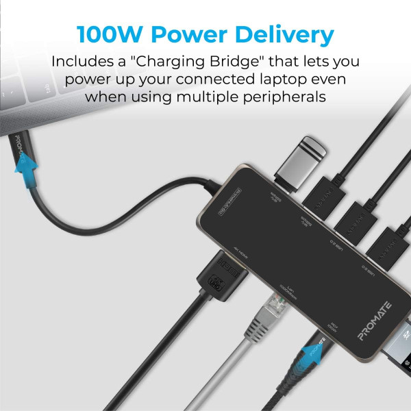 Promate PrimeHub-Go 9-In-1 USB-C Hub with 100W PD