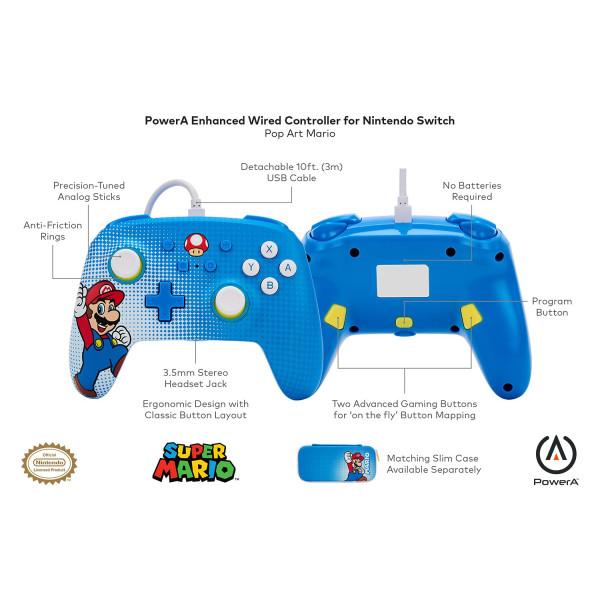 PowerA Enhanced Wired Controller for Nintendo Switch - Mario Pop Art