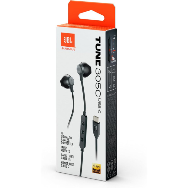 JBL Tune 305C Hi-Res USB-C Wired Earbuds with Mic