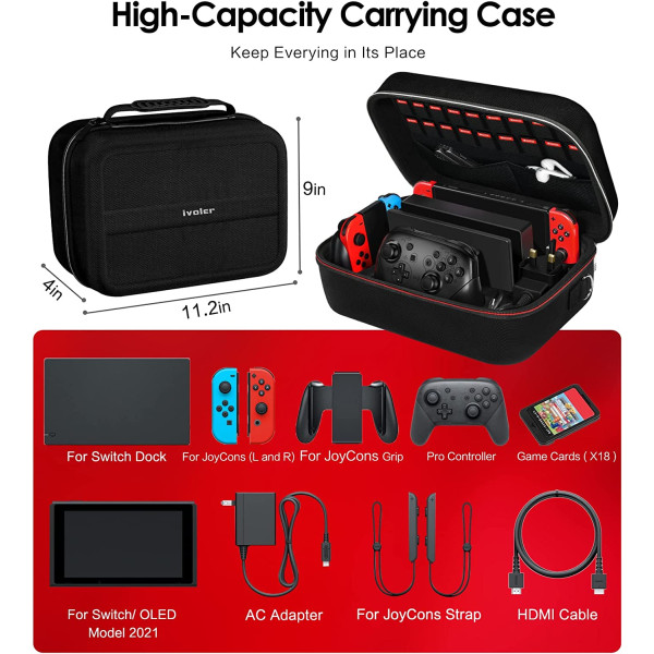 ivoler Carrying Storage Case for Nintendo Switch