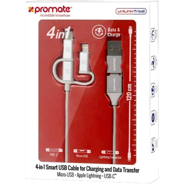 Promate UniLink-Trio 3-in-1 Charging & Data Cable