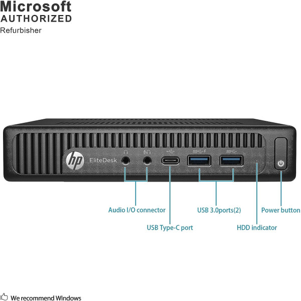 HP EliteDesk 800 G2 Mini Desktop PC Intel Core i5-6500T 8GB RAM 256GB SSD - Refurbished