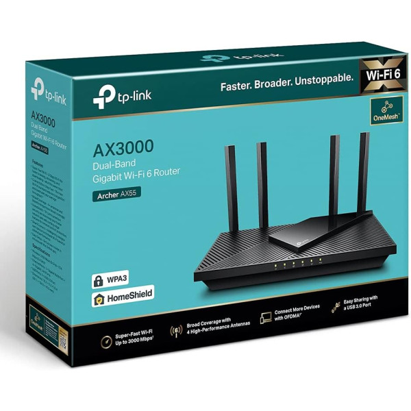 Tp-Link Archer AX55 AX3000 Dual Band Gigabit Wi-Fi 6 Router