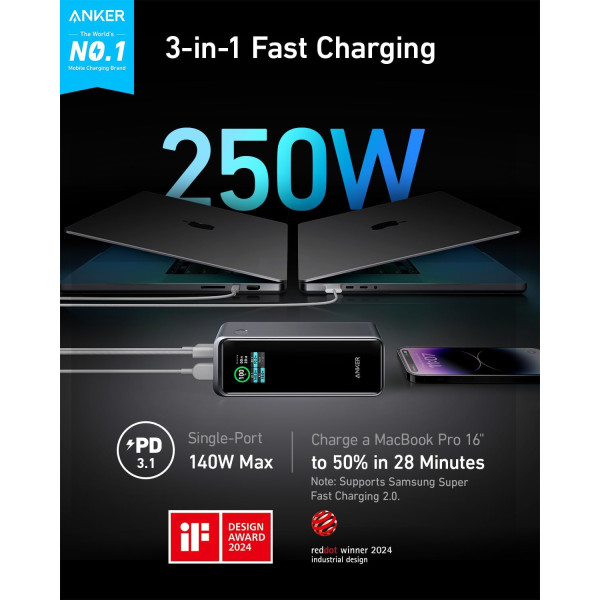 Anker Prime Power Bank 27,650mAh 3-Port 250W