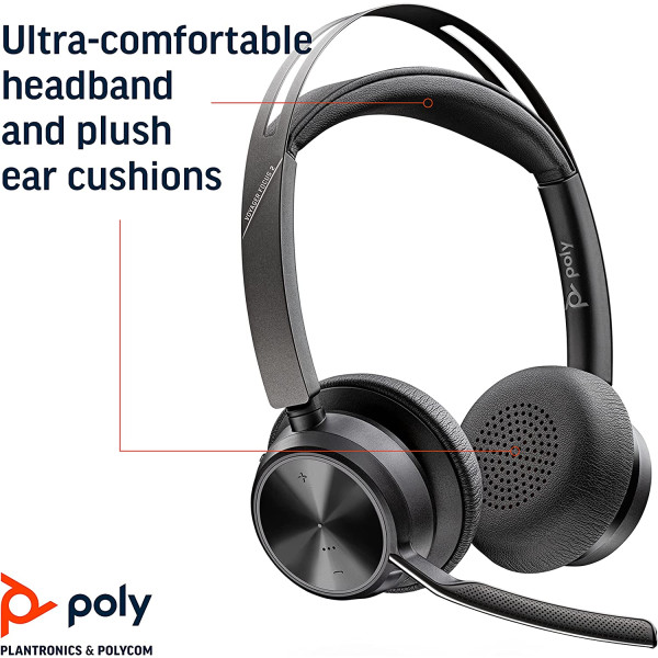 Poly Voyager Focus 2 UC Stereo Noise-Canceling On-Ear Headset 