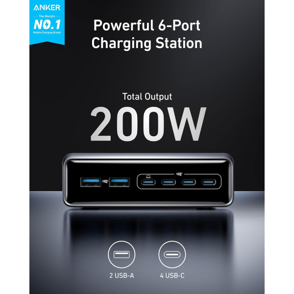 Anker Prime Charger 200W 6-Port GaN Charging Station