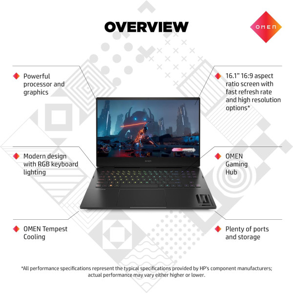 HP OMEN 16 Gaming Laptop 16.1" Intel Core i7-12700H 16GB RAM 1TB SSD NVIDIA GeForce RTX 3060