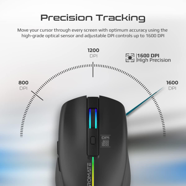 Promate Kitt Wireless Rechargeable Ergonomic Mouse