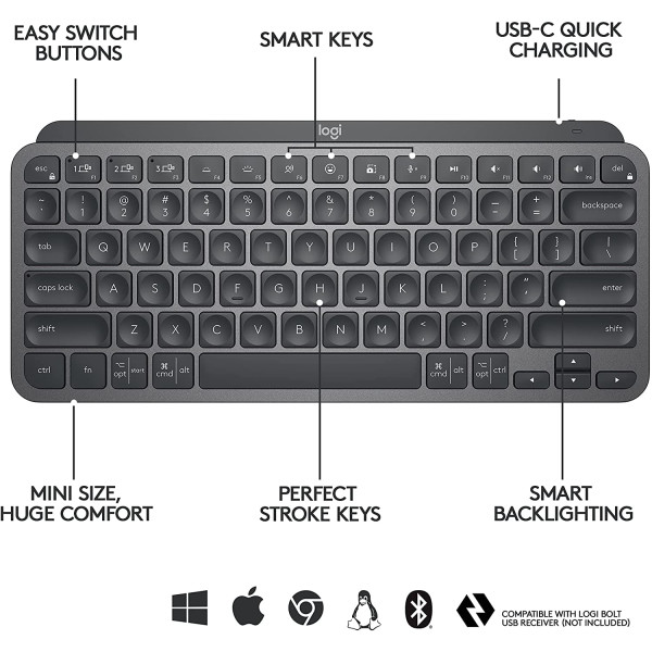 Logitech MX Keys Mini Minimalist Wireless Illuminated Keyboard