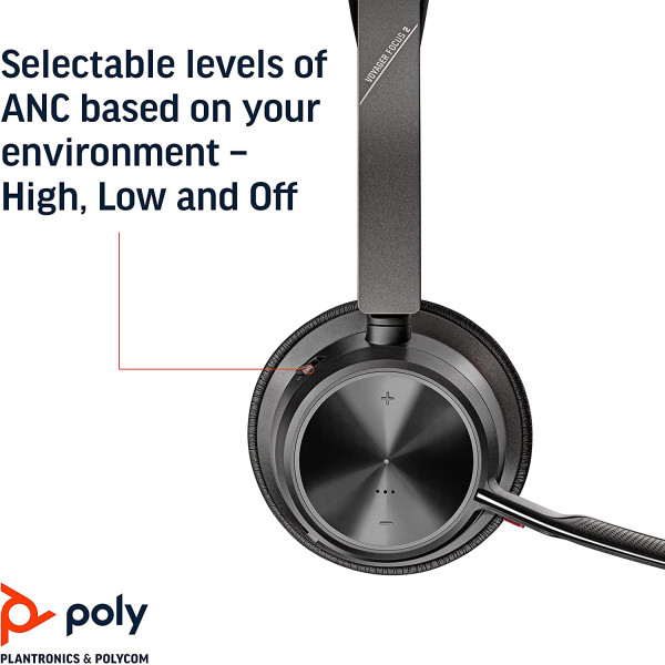 Poly Voyager Focus 2 UC Stereo Noise-Canceling On-Ear Headset 