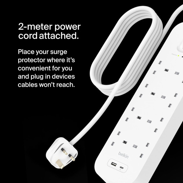 Belkin Connect Surge Protector 8-outlet with USB-C and USB-A Ports 