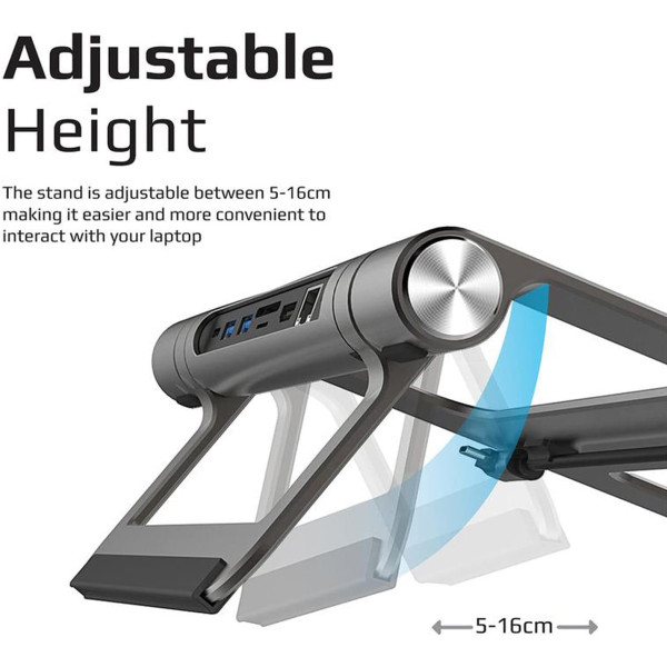 Promate PrimeBase-C 9-in-1 Multiport USB-C Hub with Laptop Stand