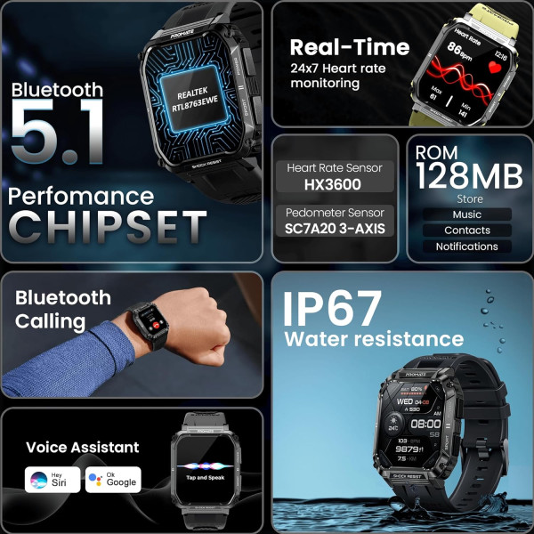 Promate Xwatch-R19 Rugged Smart Watch