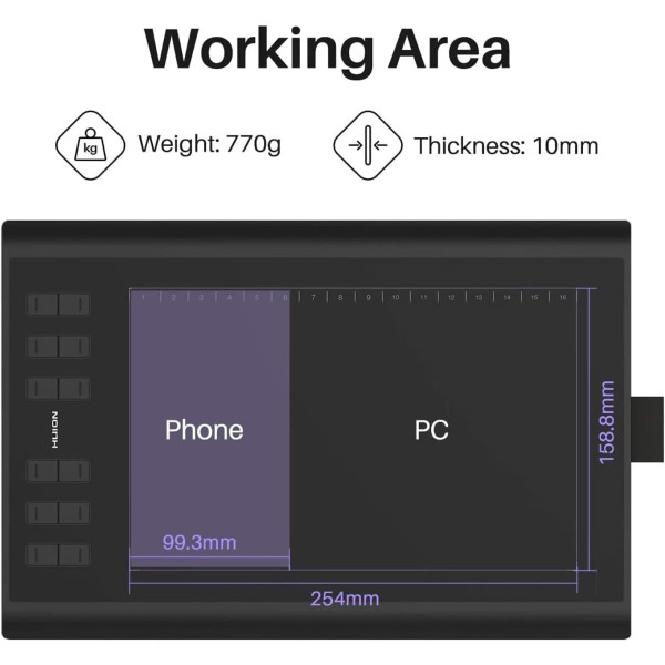 Huion Inspiroy H1060P Graphics Drawing Tablet 10 x 6.25 inches 