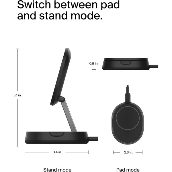 Belkin BoostCharge Pro Convertible Magnetic Wireless Charging Stand with Qi2 15W