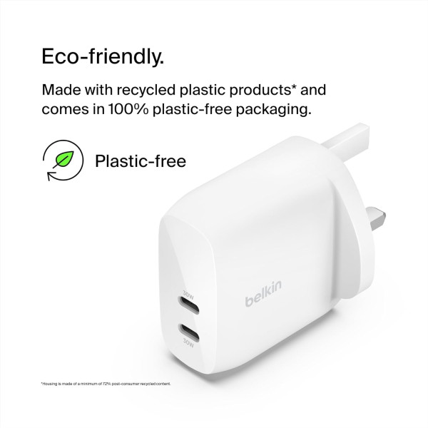 Belkin Boostcharge Pro 60W Dual Port USB-C Wall Charger