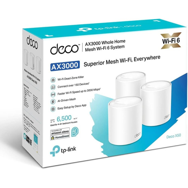 TP-Link Deco X50 AX3000 Whole Home Mesh WiFi 6 Unit - 3 Pack