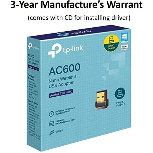 TP-Link Archer T2U Nano AC600 Nano Wireless USB Adapter