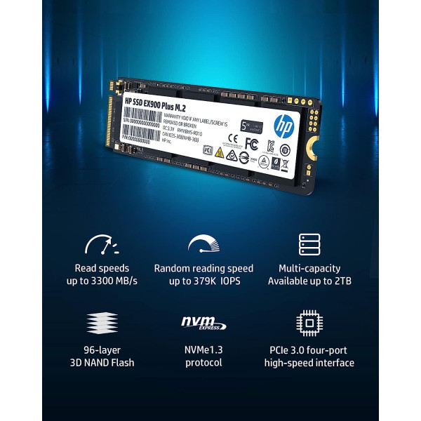 HP EX900 Plus 512GB NVMe PCIe M.2 Internal SSD