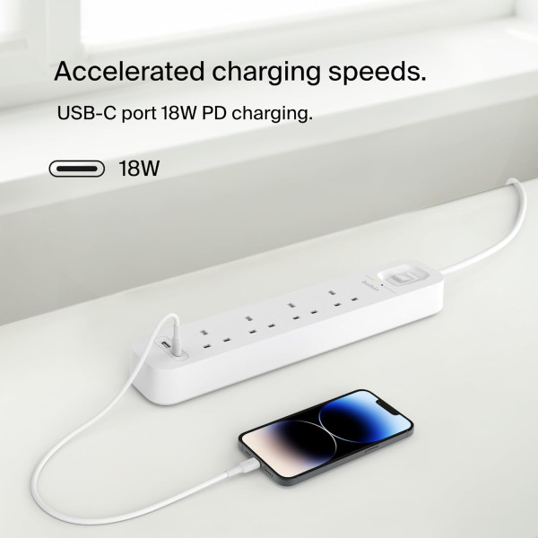 Belkin Connect Surge Protector 4-outlet with USB-C and USB-A Ports 