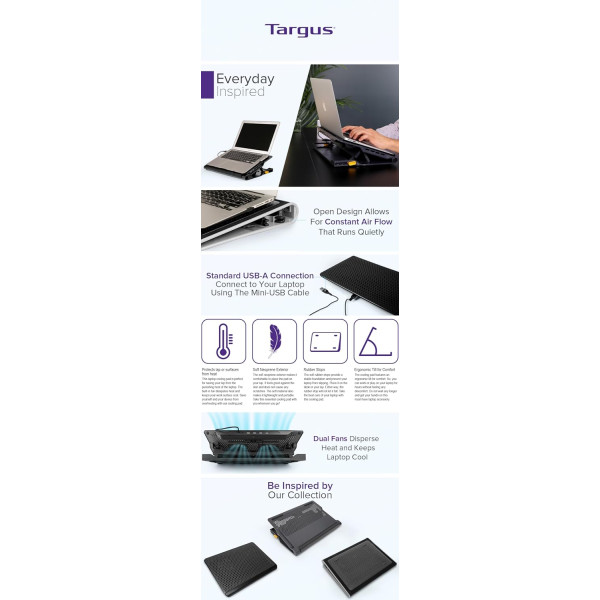 Targus Chill Mat Plus Laptop Cooling Pad with 4-Port 2.0 Hub