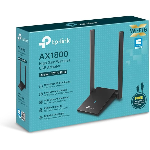 TP-Link Archer TX20U Plus AX1800 Dual Antennas High Gain Wireless USB Adapter