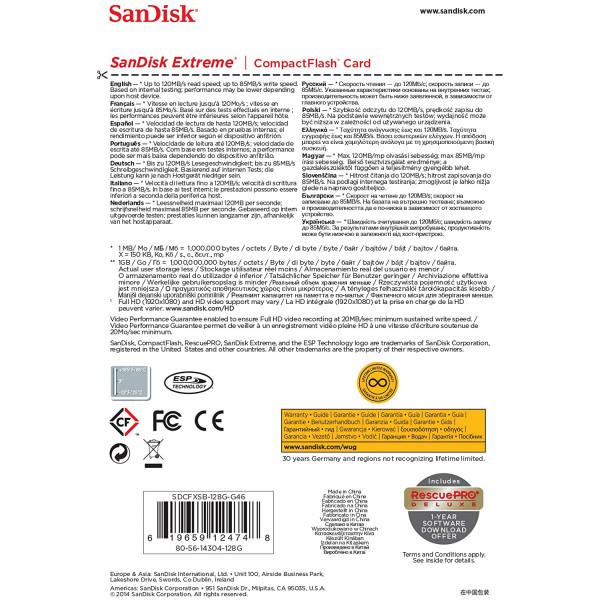 SanDisk Extreme Pro 128GB CompactFlash Memory Card