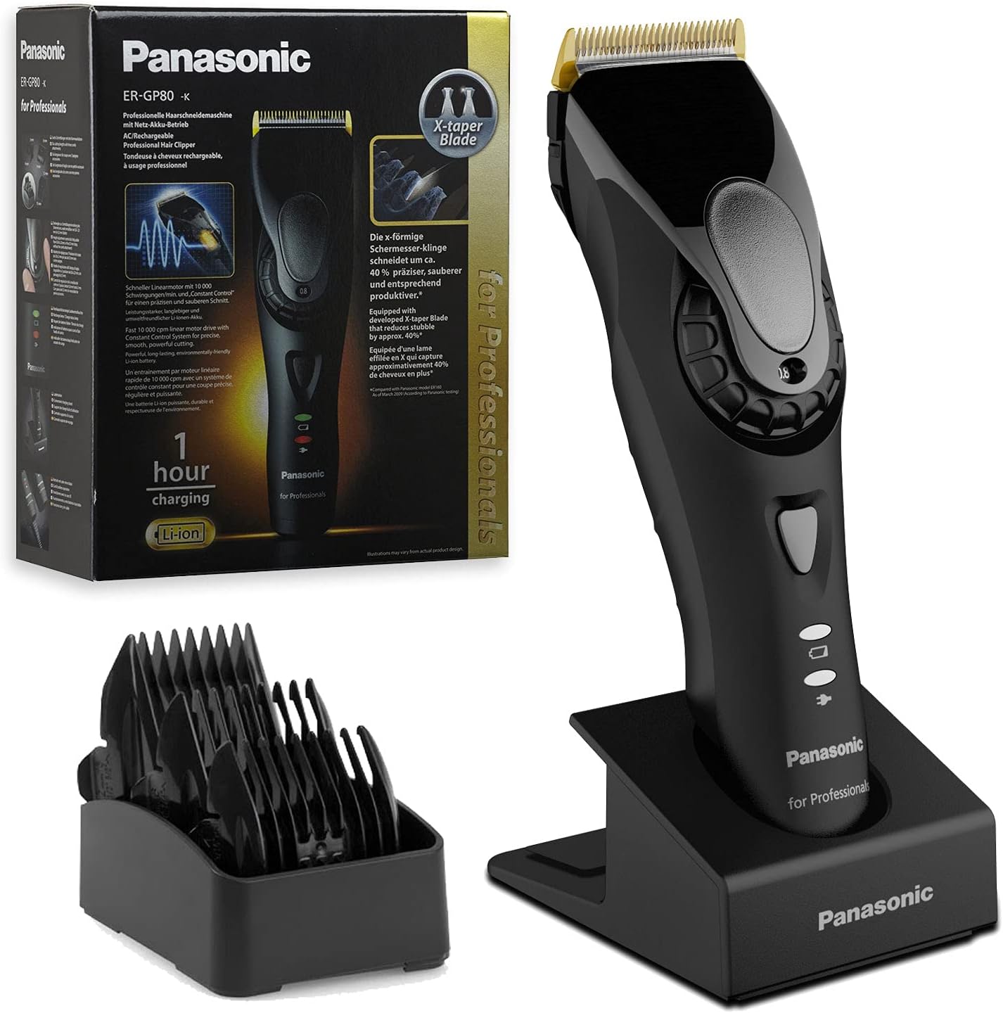 Panasonic ER-GP80 Rechargeable Professional Hair Clipper With 3